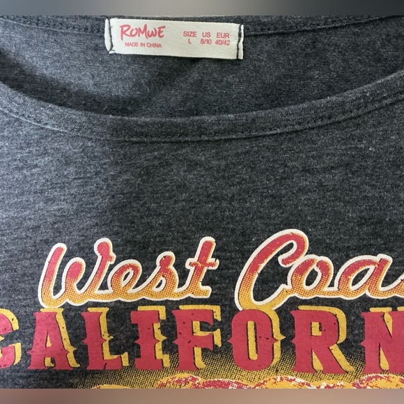 ROMWE Gray Graphic Short Sleeve Tee - Picture 1 of 4